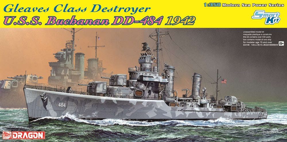 ドラゴン 1/350 U S S 駆逐艦 ブキャナン DD-484 1942 プラモデル 1/350 U.S.S. Buchanan DD-484 Gleaves Class Destroyer 1942