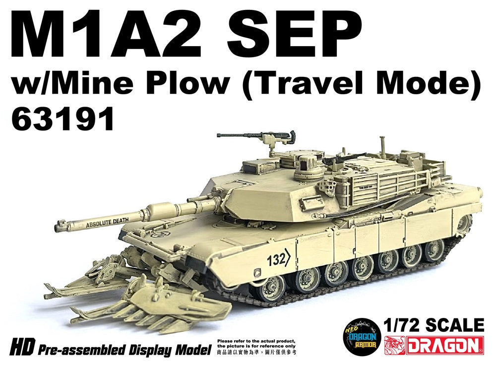 63191 - 1/72 M1A2 SEP w/Mine Plow (Travel Mode) – Cyber Hobby