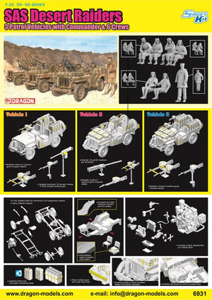 1/35 SAS Desert Raiders 3 Patrol Vehicles w/Commander & 6 Crews
