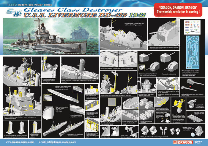 1/350 U.S.S. Livermore DD-429 Gleaves Class Destroyer 1942