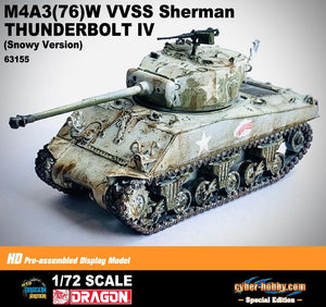 63155 - 1/72 M4A3(76)W VVSS Sherman THUNDERBOLT IV (Snowy Version) [cyber-hobby.com Special Edition]