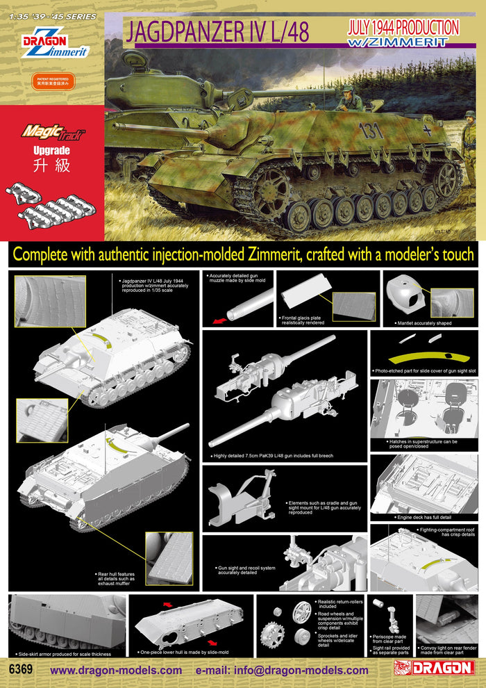 1/35 JAGDPANZER IV L/48 JULY 44 PRODUCTION w/ZIMMERIT  (Upgraded with Magic Track)