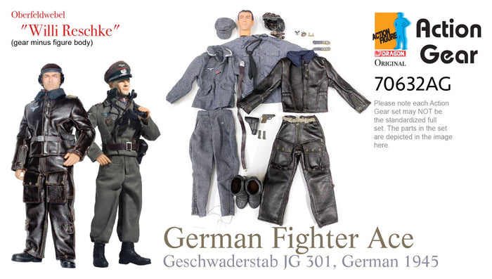 1/6 Dragon Original Action Gear for Oberfeldwebel "Willi Reschke", German Fighter Ace, Geschwaderstab JG 301, German 1945