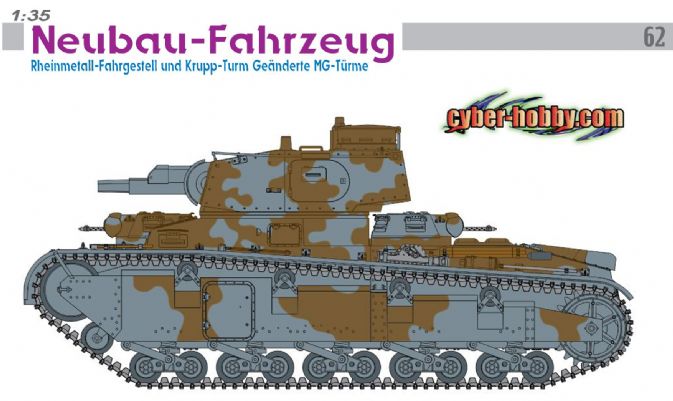 1/35 Neubau-Fahrzeug Rheinmetall-Fahrgestell und Krupp-Turm Geanderte MG-Turme