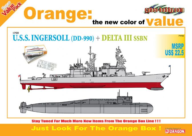 1/700 U.S.S. Ingersoll (DD-990) + DELTA III SSBN
