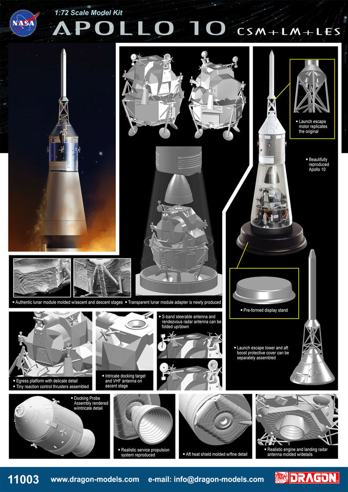 1/72 Apollo 10 CSM + LM + LES