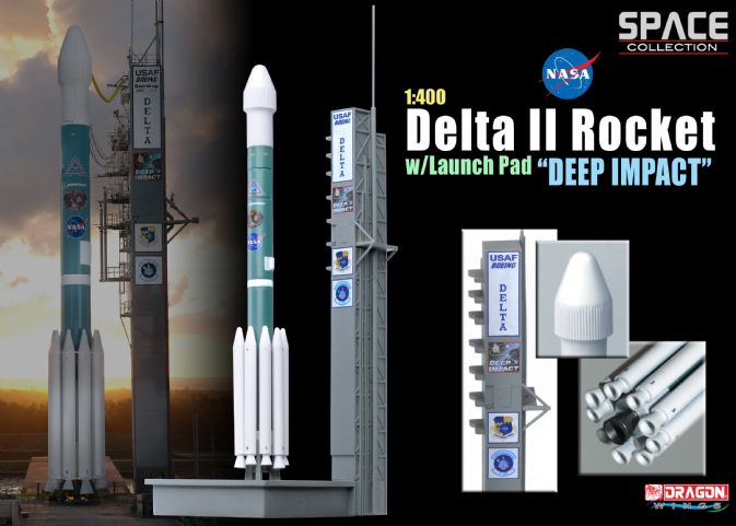 1/400 Delta II Rocket w/launch Pad "Deep Impact"