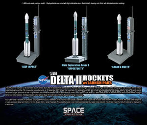 1/400 Delta II Rockets w/Launch Pads Set - Contains 3 Rockets