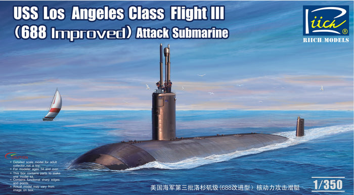 1/350 USS Los Angeles Class Flight III (688 Improved) Attack submarine