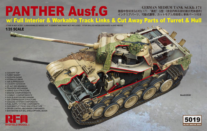 1/35 Panther Ausf.G (with Full Interior & Workable Track Links & Cut Away Parts of Turret & Hull)