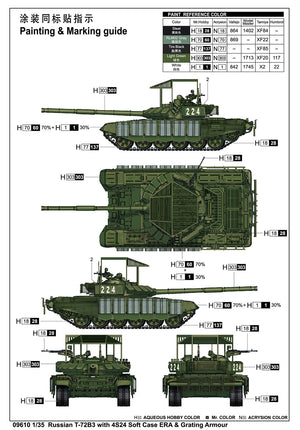1/35 Russian T-72B3 with 4S24 Soft Case ERA & Grating Armour