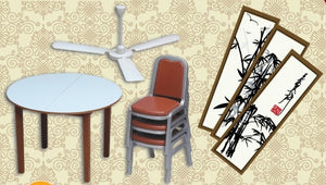 mimo miniature - 孖妹荷香樓 Tea House  SET D - FAN, TABLE & CHAIR
